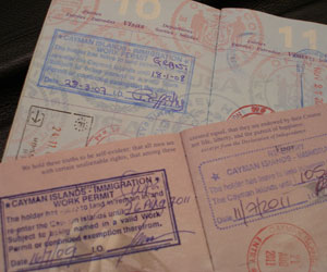 Cayman Work Permit stamps in US Passports