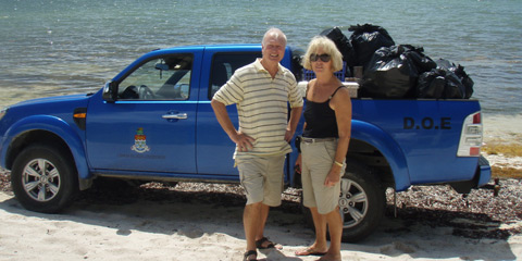 Cayman beach cleaning