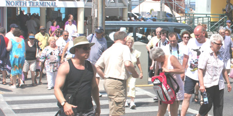 Cruise tourists in George Town Cayman Islands