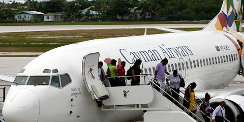 Cayman Airways unloading
